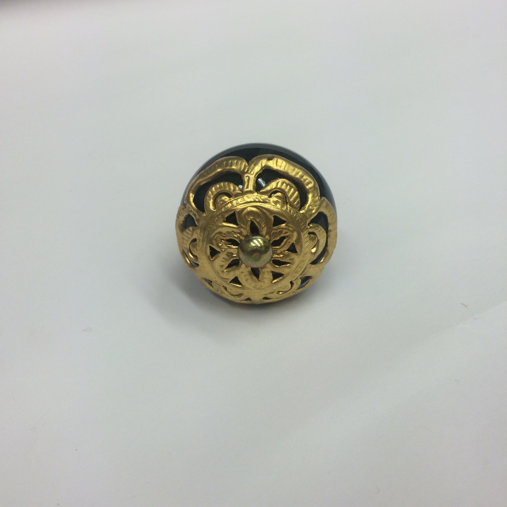 Andaaz Jewelers - ELEVATED FLOWER RING Gold Purity(karat): 22k Gold  Weight(grams): 9.8 Item Finish: Yellow Gold Ring Diameter: 1.2
